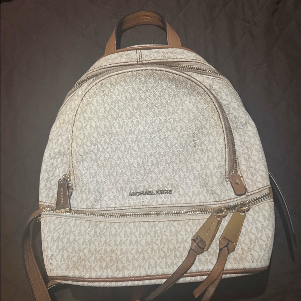 Michael Kors Cream and Brown Women's Backpack